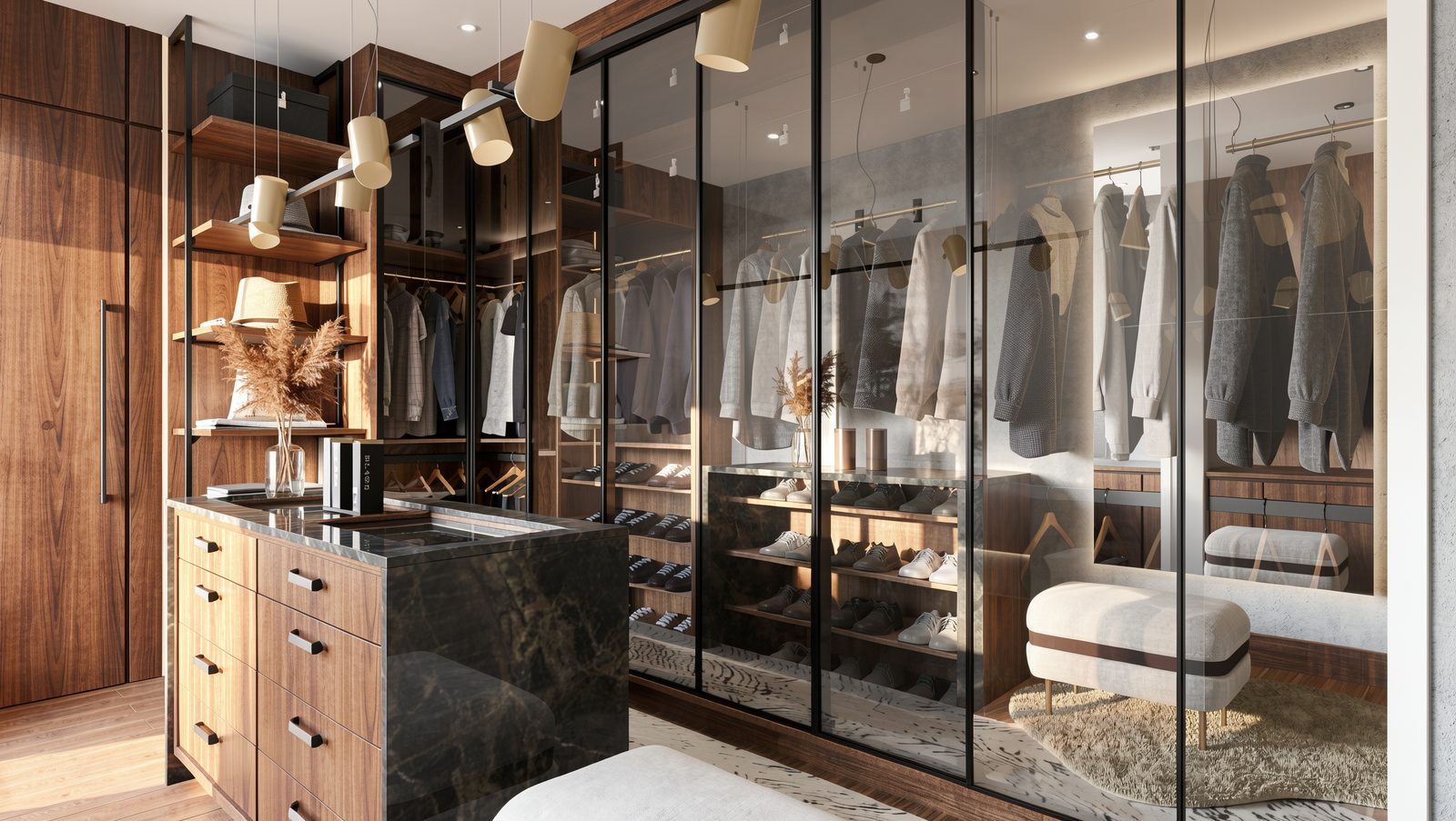 Closet planejado em nogueira