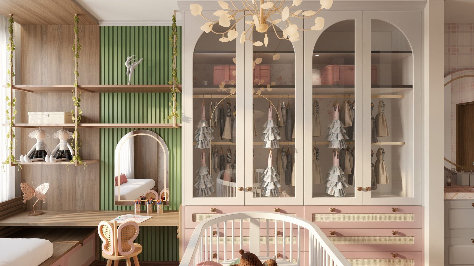 Guarda-roupa infantil planejado com portas de vidro